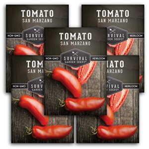 survival garden seeds – san marzano tomato seed for planting – packet with instructions to plant and grow tomatoes in your home vegetable garden – non-gmo heirloom variety – 4 packs
