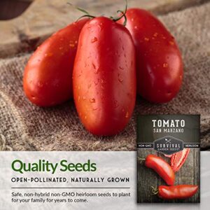 Survival Garden Seeds - San Marzano Tomato Seed for Planting - Packet with Instructions to Plant and Grow Tomatoes in Your Home Vegetable Garden - Non-GMO Heirloom Variety - 4 Packs