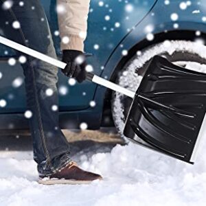 18-Inch Snow Shovel with D-Grip Handle and Durable Aluminum Edge Blade. 53" Heavy Duty Snow Shovel for Driveway, Yard.