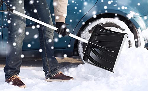 18-Inch Snow Shovel with D-Grip Handle and Durable Aluminum Edge Blade. 53" Heavy Duty Snow Shovel for Driveway, Yard.