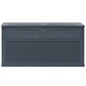 (Fast Shipments)Deck Box Cover Waterproof Patio Storage Box Cover Outdoor Back Yard Large Deck Storage Box Covers Protector for Winter Garden Storage Box 84.5 gal Anthracite