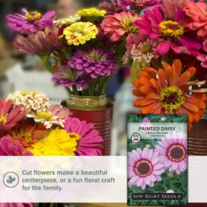 Sow Right Seeds - Painted Daisy Seeds for Planting - Beautiful Flowers to Plant in Your Home Garden - Non-GMO Heirloom Seeds - Wonderful Pink Blooms to Attract Pollinators - Great Cut Flower and Gift
