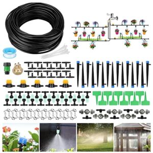 2023 new upgraded irrigation system, 131.2ft/40m drip irrigation kit, 174pcs garden plant watering system with 3 kinds of adjustable nozzles, 4 in 1 faucet connector, tubing valve for free control
