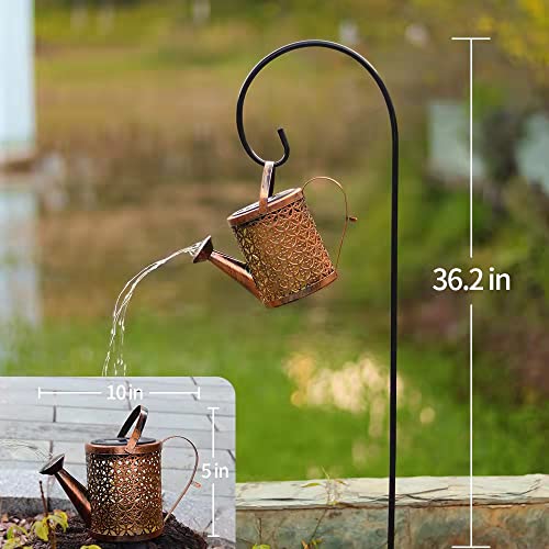 Solar Watering Can with Cascading Lights, Metal Vintage Hanging Solar Powered Watering Can, Waterproof Outdoor Decorative Garden Light for Pathway Yard Walkway Tree Christmas