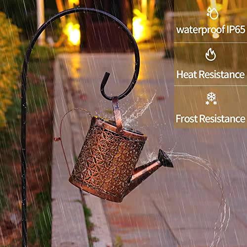 Solar Watering Can with Cascading Lights, Metal Vintage Hanging Solar Powered Watering Can, Waterproof Outdoor Decorative Garden Light for Pathway Yard Walkway Tree Christmas