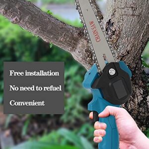 6" Mini Chainsaw Handheld Chainsaw One Hand Portable Electric Chainsaw for Trimming Branches and Timber Bonsai Trunks (2 Batteries in Box) (6 inch, Blue)