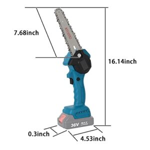 6" Mini Chainsaw Handheld Chainsaw One Hand Portable Electric Chainsaw for Trimming Branches and Timber Bonsai Trunks (2 Batteries in Box) (6 inch, Blue)