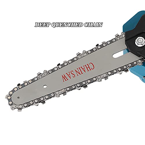 6" Mini Chainsaw Handheld Chainsaw One Hand Portable Electric Chainsaw for Trimming Branches and Timber Bonsai Trunks (2 Batteries in Box) (6 inch, Blue)