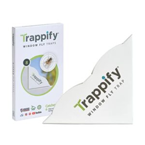 trappify window fly traps: house window fruit fly traps for indoors, gnat, & other flying insect, disposable indoor fly trap with extra sticky adhesive strips – inside home housefly & bug catchers (8)