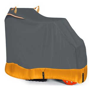 tokept snow blower cover, heavy duty 600d oxford fabric, with drawstring reflective strip triangle straps, universal snowblower all-weather outdoor waterproof snow protection cover (gray&orange)