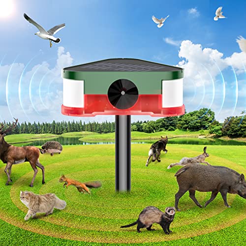 Meilen 360° Solar Ultrasonic Animal Repeller - Protect Your Garden with Remote Control,Motion Detection & IP65 Waterproof,Repels Cat,Raccoon,Skunk,Rabbit,Squirrels