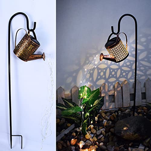 Solar Watering Can with Lights, Solar Waterfall Lights Outdoor Garden Decorations, Watering Can Landscape Light Large Hanging Lantern,for Yard Porch Lawn Backyard Landscape Pathway