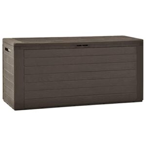vidaxl patio storage box garden cushion deck outdoor storage chest storing pillow tool box blanket indoor interior container brown 45.7″
