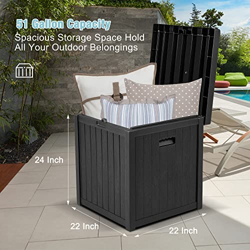 SUNVIVI OUTDOOR Deck Storage Box, 51 Gallon Resin Patio Storage Bin Waterproof Outside Storage Container for Cushions, Pool Supplies, Garden Tools, Grey