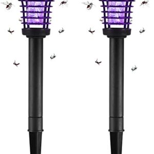 2 Pack Solar Bug Zapper Outdoor Mosquito Repellent Outdoor for Patio - Mosquito Killer & Lighting - 2 in 1 Waterproof Mosquito Zapper Fly Repellent for Outdoor