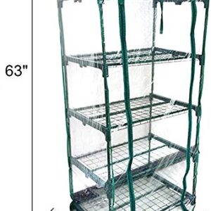 UWIOFF 4-Tier Greenhouse Replacement Cover Clear PVC Greenhouse Replacement Cover with Roll-Up Zipper Door - 27" L x 19" W x 61" H (Cover ONLY)