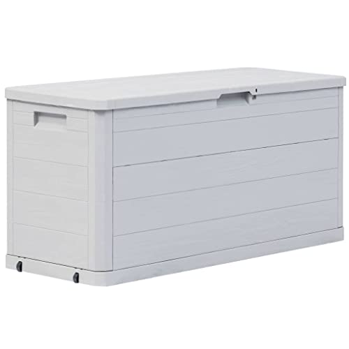 FIRBNUS Patio Storage Box 46.1"x17.7"x22" Gray Plastic Storage Chest Durable Materials Toolbox Both Indoor and Outdoor Use Garden Pool Box Storing Away Cushions Pillows Blankets Toys