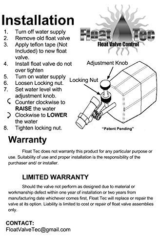 Float-Tec Letro Pentair T26 ABS Plastic Float Valve EZ Adjustment autofill Water Filler Leveler