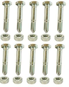 lawn & garden amc 10 shear pins with lock nuts compatible with ariens 532005 53200500 05907100 51001600, also compatible with john deere am123342