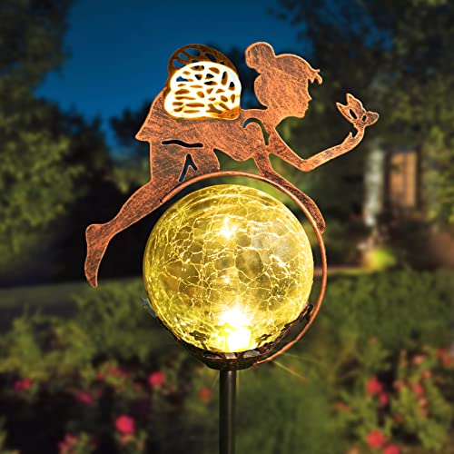 Garden Decor Outdoor Solar Fairy Lights - Spring Garden Light Metal Stakes Yard Art Decorations, Waterproof LED Solar Lights for Garden Gifts Patio Lawn Backyard Landscape