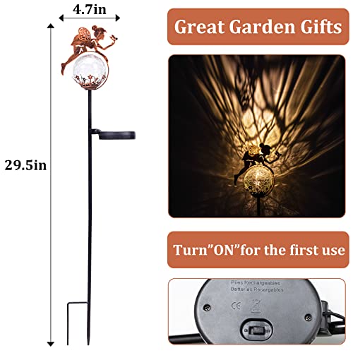 Garden Decor Outdoor Solar Fairy Lights - Spring Garden Light Metal Stakes Yard Art Decorations, Waterproof LED Solar Lights for Garden Gifts Patio Lawn Backyard Landscape