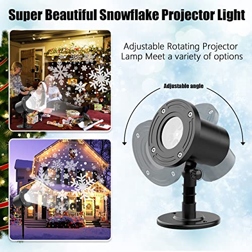 New 2023 Christmas Indoor Outdoor Waterproof LED Snowflake Projector Lights,Snowfall Projection Lamp for Christmas Theme Party, Holiday, Halloween, Home Birthday Party and Garden Xmas Decoration