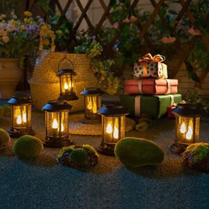 Beautyard Outdoor Solar Candles Lights Flickering Decorative Lantern Stake Lighting for Garden, Backyard, Lawn, Pathway, Patio Accessories and Decor ( 6 Pack , Black )