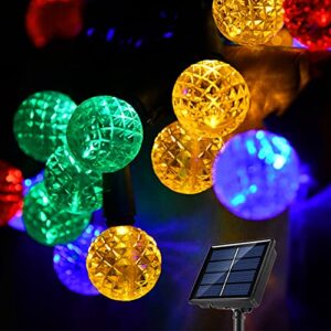 behiller raspberry solar christmas lights outdoor, 50led globe string lights with tree christmas decotations,twinkle fairy garden solar decorative lights for xmas tree, wedding, party