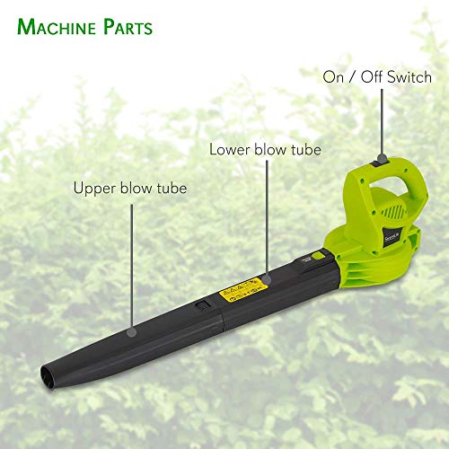 SereneLife PSLHTM30 Electric Corded Handheld Leaf Blower - 6 Amp High Powered Motor 135 MPH Air Power Compact Lawn Garden Yard Hand Held Dust Weed Grass Sweeper Tool w/ 10ft Cord, Black