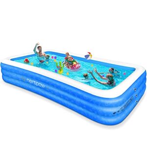 inflatable swimming pool for adults kids, 130″ x 73″ x 22″ full-sized family swimming pool, blow up pool for outdoor, garden, backyard, summer water party
