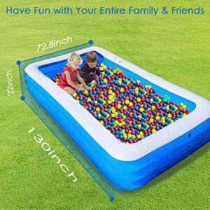 Inflatable Swimming Pool for Adults Kids, 130" X 73" X 22" Full-Sized Family Swimming Pool, Blow Up Pool for Outdoor, Garden, Backyard, Summer Water Party