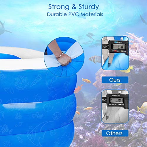 Inflatable Swimming Pool for Adults Kids, 130" X 73" X 22" Full-Sized Family Swimming Pool, Blow Up Pool for Outdoor, Garden, Backyard, Summer Water Party