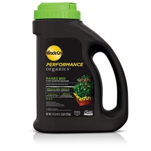 miracle-gro performance organics raised bed plant nutrition granules – plant food with natural & organic ingredients, for vegetables, fruits, herbs and flowers in raised beds, 2.5 lbs.