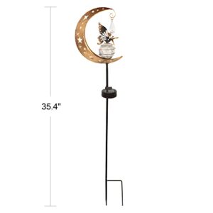 XGVO-IU Solar Outdoor Lights Garden Retro Metal Moon Fairies Crackle Glass Globe Stake Lights,Waterproof LED Lights for Garden,Lawn,Patio or Courtyard (Warm White)