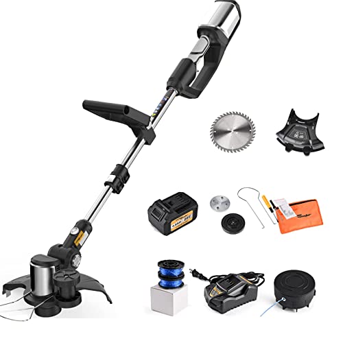 SALEM MASTER 20V String Trimmer 12 Inch Edger Cordless Stringless Trimmer 4.0Ah Battery and Charger Included Electric Weed Trimmer for Lawn Patio Garden