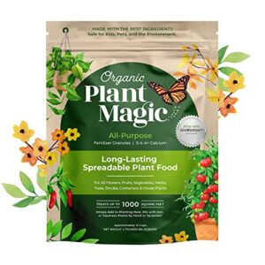 organic plant magic – truly organic™ slow release granular fertilizer : long-lasting plant food granules for all indoor & outdoor flowers, vegetable gardens, herbs, fruit trees, shrubs, lawns & house plants [one 4 lb bag]