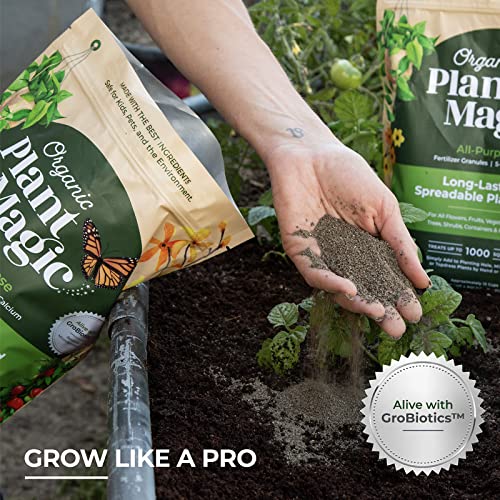 Organic Plant Magic - Truly Organic™ Slow Release Granular Fertilizer : Long-Lasting Plant Food Granules for All Indoor & Outdoor Flowers, Vegetable Gardens, Herbs, Fruit Trees, Shrubs, Lawns & House Plants [One 4 lb Bag]