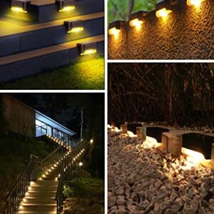 EDDORUNNING Solar Deck Lights Outdoor 8 Pack, Outdoor Lights for Patio Brown Solar Step Lights LED Waterproof Lighting for Outdoor Stair, Deck,Patio,Yard, Fence (Warm White)