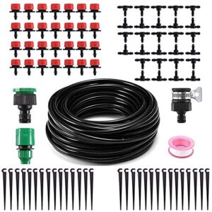 msdada drip irrigation kit, garden irrigation system 1/4″ blank distribution tubing hose watering kit, diy automatic irrigation equipment for plant, garden, greenhouse, patio, flower bed, lawn (81ft)