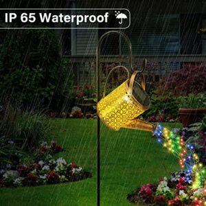 K KYMYCRAFT Solar Watering Can with Multi-Color Lights Modes, Solar Garden Lights with Stake, Metal Waterproof Garden Solar Stake Lights for Yard Landscape Outdoor Pathway Lawn Patio