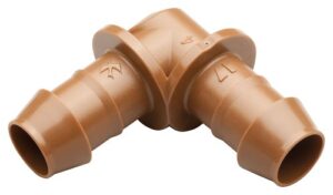 rain bird be50/4pk drip irrigation universal barbed elbow fitting, fits all sizes of 5/8″, 1/2″, .700″ drip tubing, 4-pack, brown