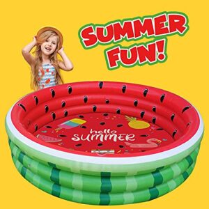 watermelon inflatable 60 inches, pit ball pool swimming pool with 3 rings, boys and girls summer fun in garden, backyard, indoor & outdoor by ninostar