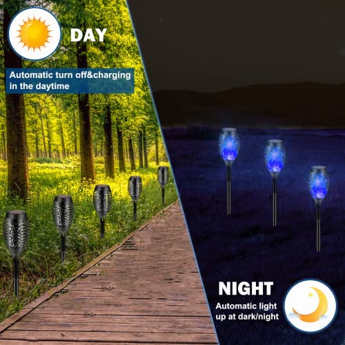 IYUTINA Outdoor Solar Lights for Yard, Mini Solar Torch Lights with Flickering Flame 12led Fire Torches Waterproof Landscape Christmas Decoration for Garden Patio Auto On/Off Dusk to Dawn (2 Pack)