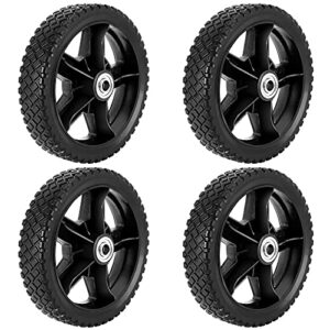 pingeui 4 pcs 8 inch plastic spoked wheel, plastic wheel with diamond tread, replacement tire assembly for hand trucks, lawn mowers, utility carts