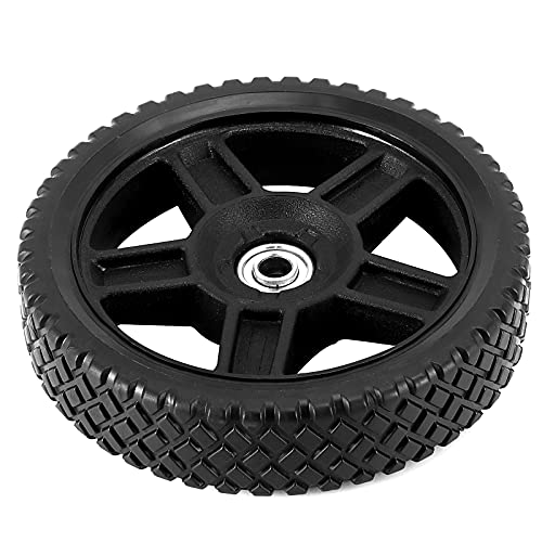 PINGEUI 4 PCS 8 Inch Plastic Spoked Wheel, Plastic Wheel with Diamond Tread, Replacement Tire Assembly for Hand Trucks, Lawn Mowers, Utility Carts