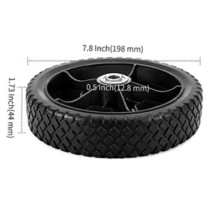 PINGEUI 4 PCS 8 Inch Plastic Spoked Wheel, Plastic Wheel with Diamond Tread, Replacement Tire Assembly for Hand Trucks, Lawn Mowers, Utility Carts