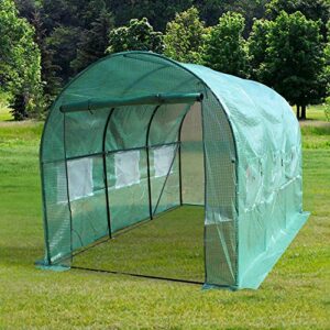 greenhouse outdoor plant gardening hot greenhouse 12′ x 7′ x 7′ portable greenhouse large walk-in green garden hot house with roll-up windows, zippered door