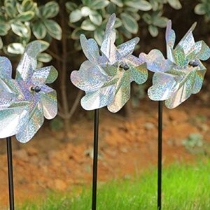 Happyyami 4pcs Reflective Pinwheels Birds Deterrent Bird Devices Bird Windmill High Reflection Pinwheels Bird to Keep Bird, Pigeons, Seagulls Away Garden, House