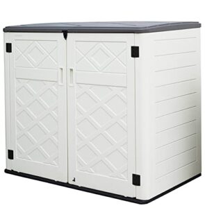 mrosaa large horizontal storage sheds,38 cu.ft. outdoor storage box for garden,patio and backyard,customized shelves &lockable(off white)