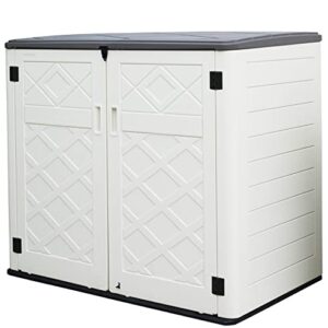 Mrosaa Large Horizontal Storage Sheds,38 cu.ft. Outdoor Storage Box for Garden,Patio and Backyard,Customized Shelves &Lockable(Off White)